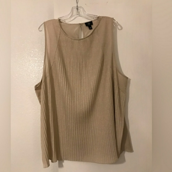 River Island, Elegant Shimmery Beige Sleeveless Blouse, Size 24 - Picture 1 of 11